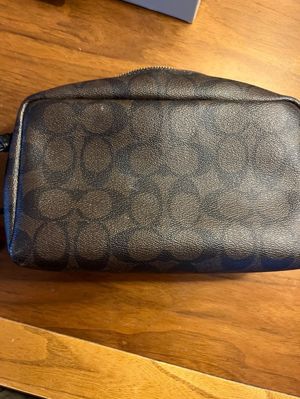 Coach Brown Signature Canvas Toiletry Pouch with Gold Logo - Picture 3 of 5